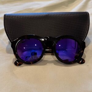 Diff Eyewear Tortoiseshell Round Sunglasses with Purple Lenses